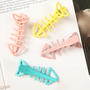 Matte Hollow Fishbone Hair Clip Metal Duckbill Hairpin Cute Animal Hair Accessories For Women Hair Styling