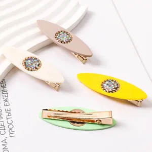 Candy color resin rhinestone duckbill hair clip set for women sweet style side hair accessories