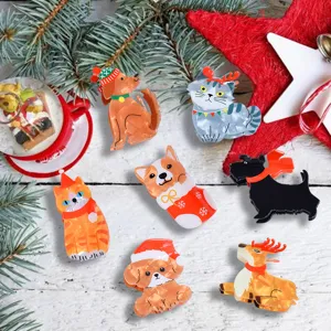 Cute acrylic cartoon animal hair claw clips, Christmas theme hair accessories for women.