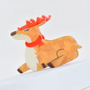 Cute Reindeer Acrylic Hair Claw Clip Christmas Holiday Animal Hair Accessory for Women