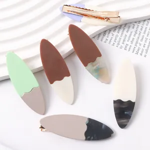 Colorful resin duckbill hair clips set, oval candy color side clips for daily styling and bangs.
