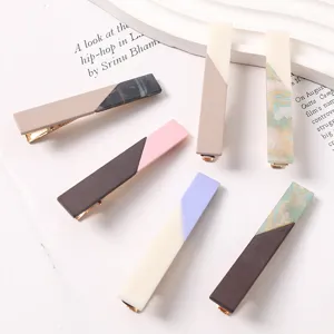 Chic geometric color-block resin duckbill hair clips sweet candy color side clips detail.