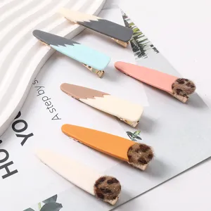 Korean style hair clips resin duckbill clip cute geometric color block hairpin for women