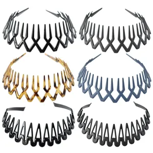 Diademas antideslizantes de plástico con dientes aros de pelo ondulados para peinado diario