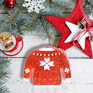 Christmas sweater resin glitter ornament festive holiday party home decor DIY craft accessory item