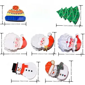 Christmas hair claw clips cute Santa snowman tree hair accessories dimension chart