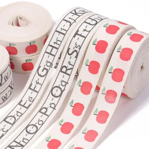 Creative Alphabet Apple Pattern Cotton Ribbon For Party Gift Wrapping DIY Gift Strap Festival Decorative Rope Cotton Webbing