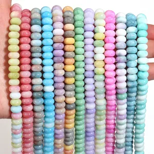 Perles abaque en verre craquelé coloré pour fabrication de bijoux bracelets colliers boucles d'oreilles.