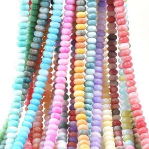 Brin de perles abaque rondelle en verre craquelé coloré pour la fabrication de bijoux DIY