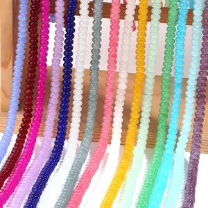 Hilos de cuentas de vidrio imitación jade de colores para joyería DIY pulseras vista detallada.
