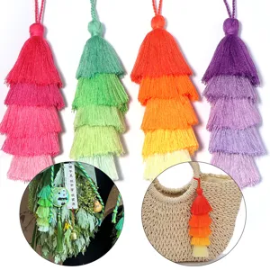 Handgefertigter Polyester Mehrschichtiger Farbverlauf Quastenanhänger Turmform Für DIY Handwerk Heimdekoration Blumenstrauß Ornament