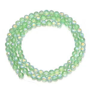 Cuentas redondas de cristal facetado 96 color AB verde claro para joyas DIY artesanal.