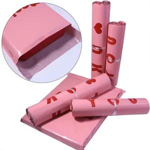 Verstärkte rosa Versandtaschen mit Dankeschön-Druck, wasserdichte Verpackungsbeutel für Onlinehandel.