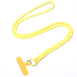 Laccetto per cellulare intrecciato giallo, tracolla regolabile per dispositivi.