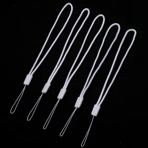 Corta fettuccia in poliestere bianco per cellulare, chiavetta USB, chiavi e accessori.