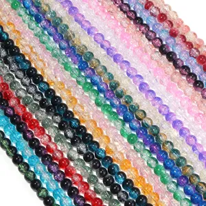 Colorful crackle glass round beads for DIY handmade bracelets and necklaces.