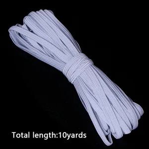 Banda elastica plana de alta elasticidad 10 yardas cordon trenzado blanco para cintura ropa