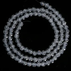 Clear crackle glass round beads strand for DIY handmade bracelets, necklaces and jewelry accessories.