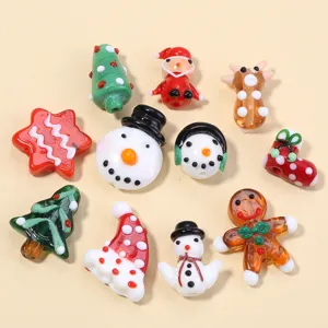 Christmas glass beads assorted charms handmade DIY bracelet necklace jewelry accessories detail