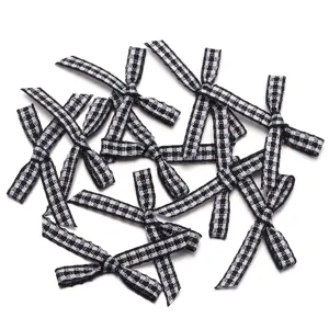 Fiocchi di nastro a quadretti bianchi e neri, accessori per bambole DIY, confezione.