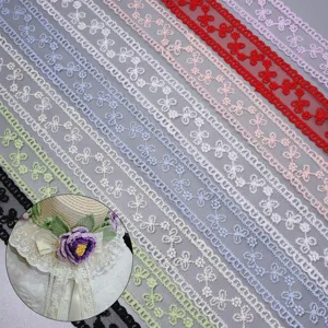 Polyester Netz Bestickt Spitze Band Blumen Trim Für DIY Puppe Kleidung Kleidung Zubehör Mehrfarbig Gewebt Spitze Trim