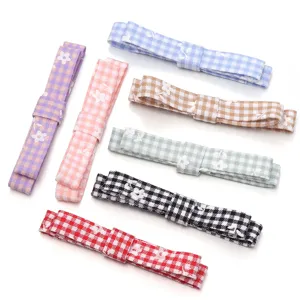 Polyester plaid floral hair bow accessories DIY craft sewing materials multi-color set.
