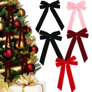 Samt Schleife Dekorationen mit goldenen Bindern, ideal für Weihnachtsbaum, Geschenke und Party.