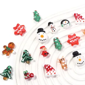 Christmas glass beads DIY charm loose beads for handmade bracelets necklaces keychain accessories