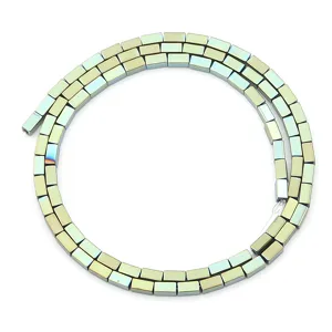 Bunte galvanisierte Hämatit Quadrat Säule Perlen, ideal für DIY Schmuckherstellung.