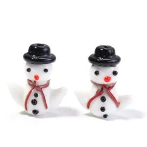 Glass snowman charm bead for DIY bracelet necklace jewelry making christmas party accessory