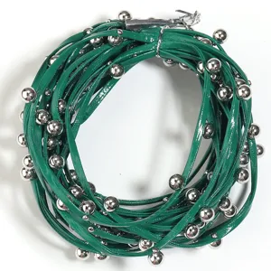 Green Beaded Leather Cord Choker Punk Style Necklace Waist Chain Clothing Accessories Material