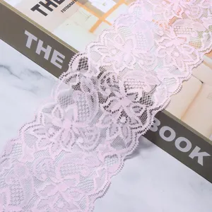 Rosa elastische Spitzenborte zum Nähen, Unterwäsche-Zubehör, Hochzeitskleid DIY und Haardekor.