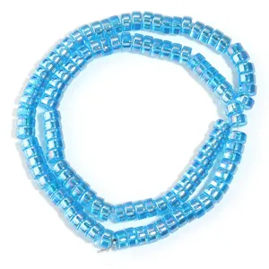 Blue electroplated glass rondelle spacer beads for DIY jewelry making and crafts.