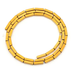 Vakuumelektroplierte goldene Hämatit Vierkant-Losperlen für DIY handgemachte Schmuckzubehörteile