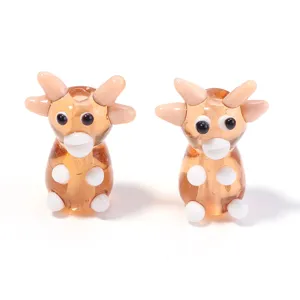 Handcrafted translucent brown glass animal beads loose charms for DIY bracelets necklaces