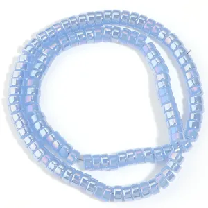 Light blue electroplated glass wheel spacer beads for DIY handmade jewelry bracelets necklaces.