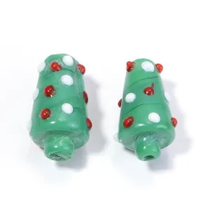 Hand-painted glass Christmas tree beads DIY charm loose accessories for holiday bracelet making