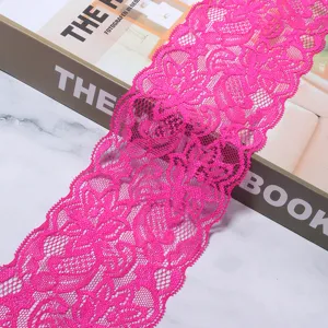Pinkes elastisches Spitzenband Stoff für Unterwäsche Nähen Hochzeit Kleid DIY Haarschmuck
