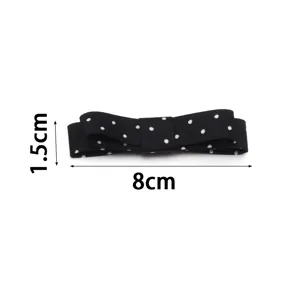 Lazo para el cabello con lunares blancos y negros, accesorio de manualidades 8cm ancho 1.5cm alto.