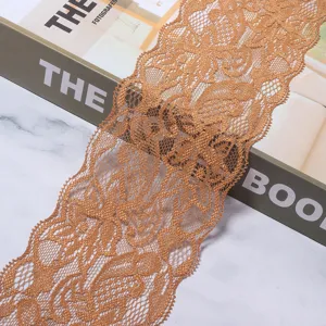Goldene elastische Spitzenborte für DIY Nähen, Unterwäsche Dekoration und Haarschmuck basteln.