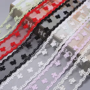 Polyester Netzspitze Band mit feiner Stickerei fuer Geschenkverpackung und Kleidung Zubehoer.