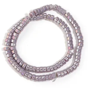 Purple electroplated glass wheel spacer beads strand for DIY handmade jewelry making and accessories.