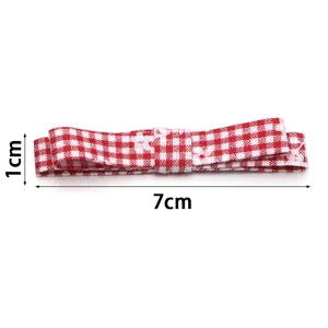 Polyester red and white plaid ribbon bow accessory DIY craft clothing doll supply 7cm