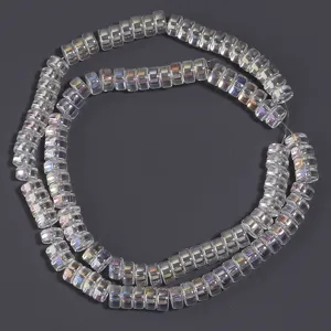 Transparent AB coated glass wheel spacer beads for DIY jewelry making necklaces bracelets.
