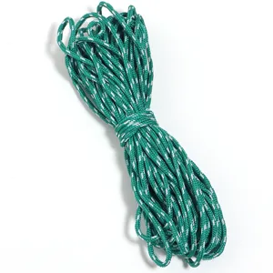 Corde tressée réfléchissante verte pour travaux manuels DIY et accessoires de camping.