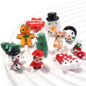 Christmas glass beads detail shot showing colorful handmade holiday charms and festive decor.