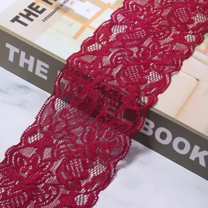 Dunkelrote elastische Spitzenborte, ideal für Unterwäsche-Accessoires und Brautkleid-DIY.