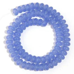 Hilo de cuentas de ábaco de vidrio azul para joyería DIY, collar pulsera accesorios