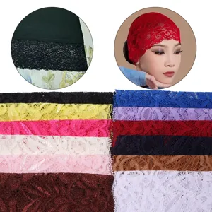 Close up details of stretch lace trim fabric, perfect for sewing collars, cuffs and crafts.