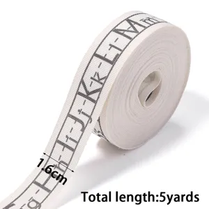 Creative cotton ribbon roll with letter prints, 1.6cm width and 5 yards total length for gifts.